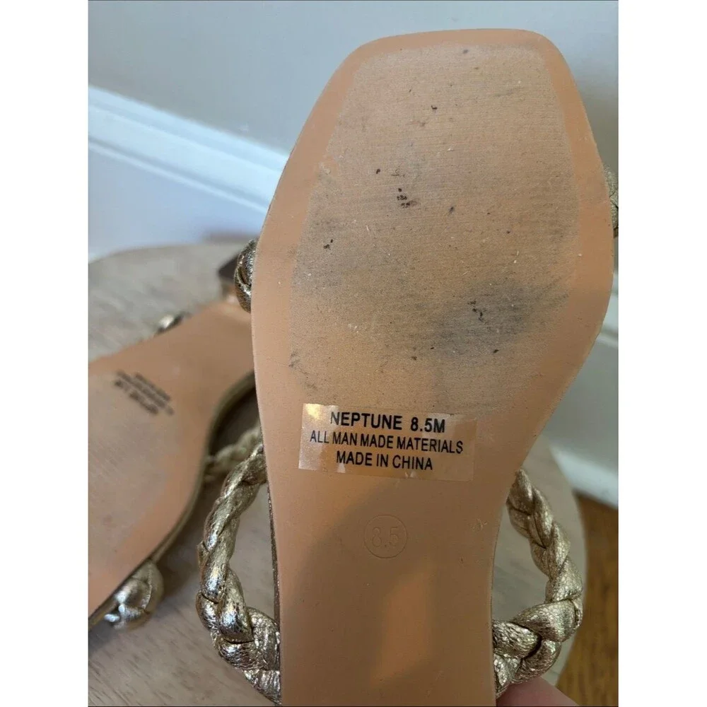 Sincerely Jules Metallic Gold Braided Strap Sandals size 8.5